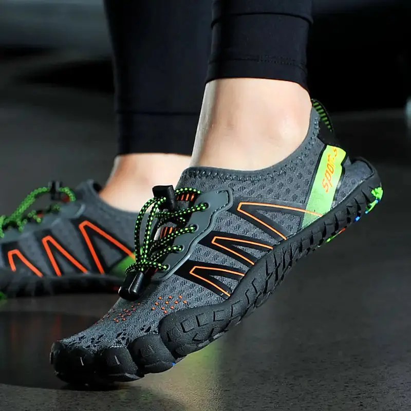 Jetski Water Shoes Men/Women Sneakers Barefoot Outdoor Beach Sandals Upstream Aqua Shoes Quick-Dry River Sea Diving Swimming(Grey/Orange) 2