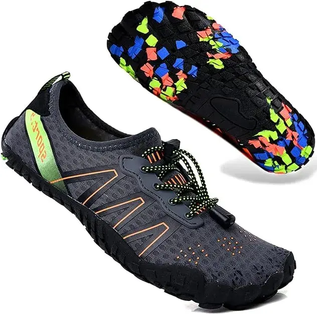 Jetski Water Shoes Men/Women Sneakers Barefoot Outdoor Beach Sandals Upstream Aqua Shoes Quick-Dry River Sea Diving Swimming(Grey/Orange) 1