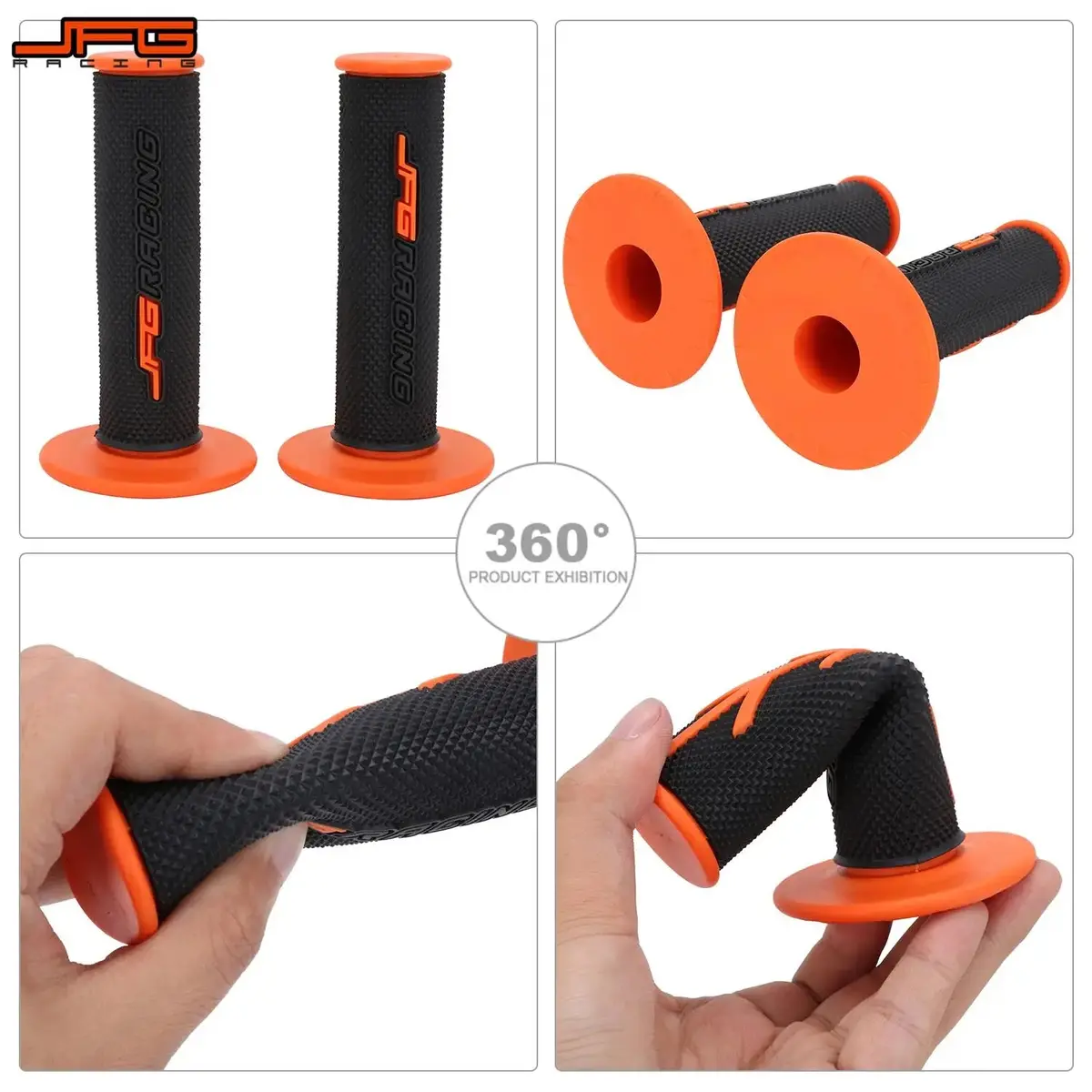 Jfg Racing Dirt Bike Grips 7/8" Motorcycle Handlebar Grips Yz450f 2016-2017 ( Inner Diameter Left: 22Mm, Right: 25Mm)(Orange) 2