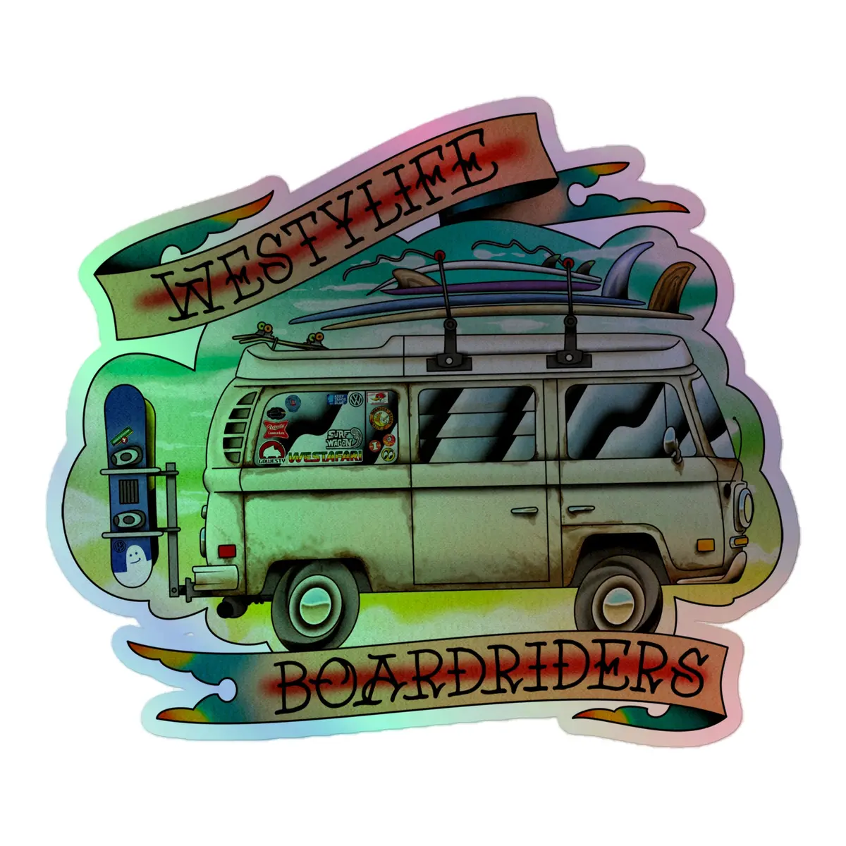 Westy Life Boardriders Holographic Sticker 3