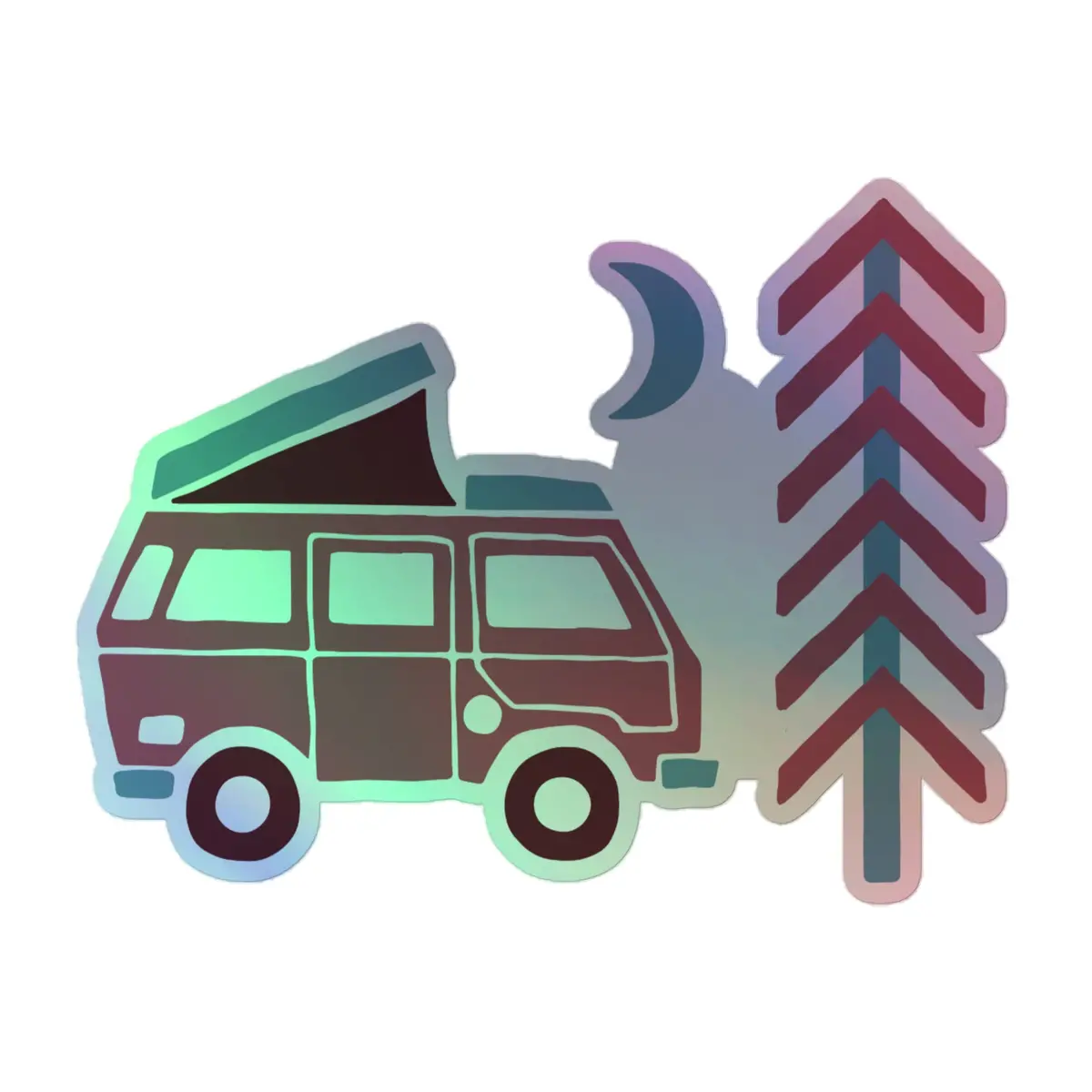Go Outside Van & Moon Holographic Sticker 3
