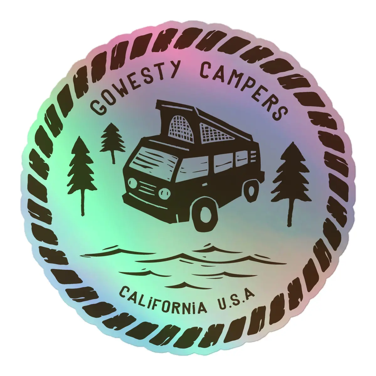 Woodcut Westy Life Brown Holographic Sticker 3