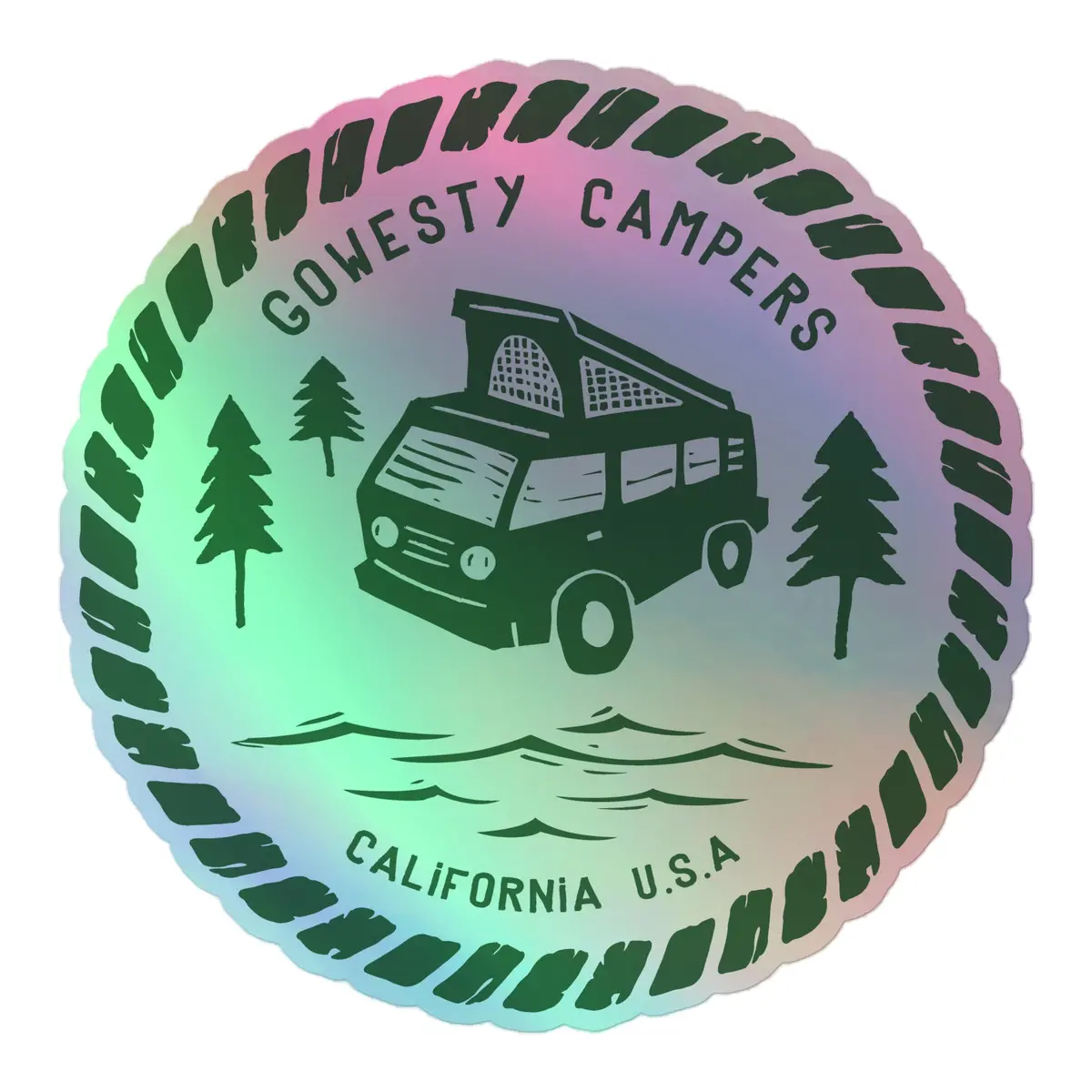 Woodcut Westy Life Green Holographic Sticker 3