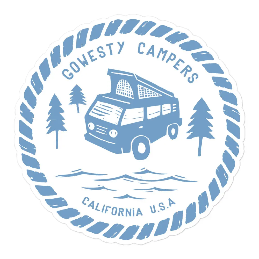 Woodcut Westy Life Blue Sticker 3