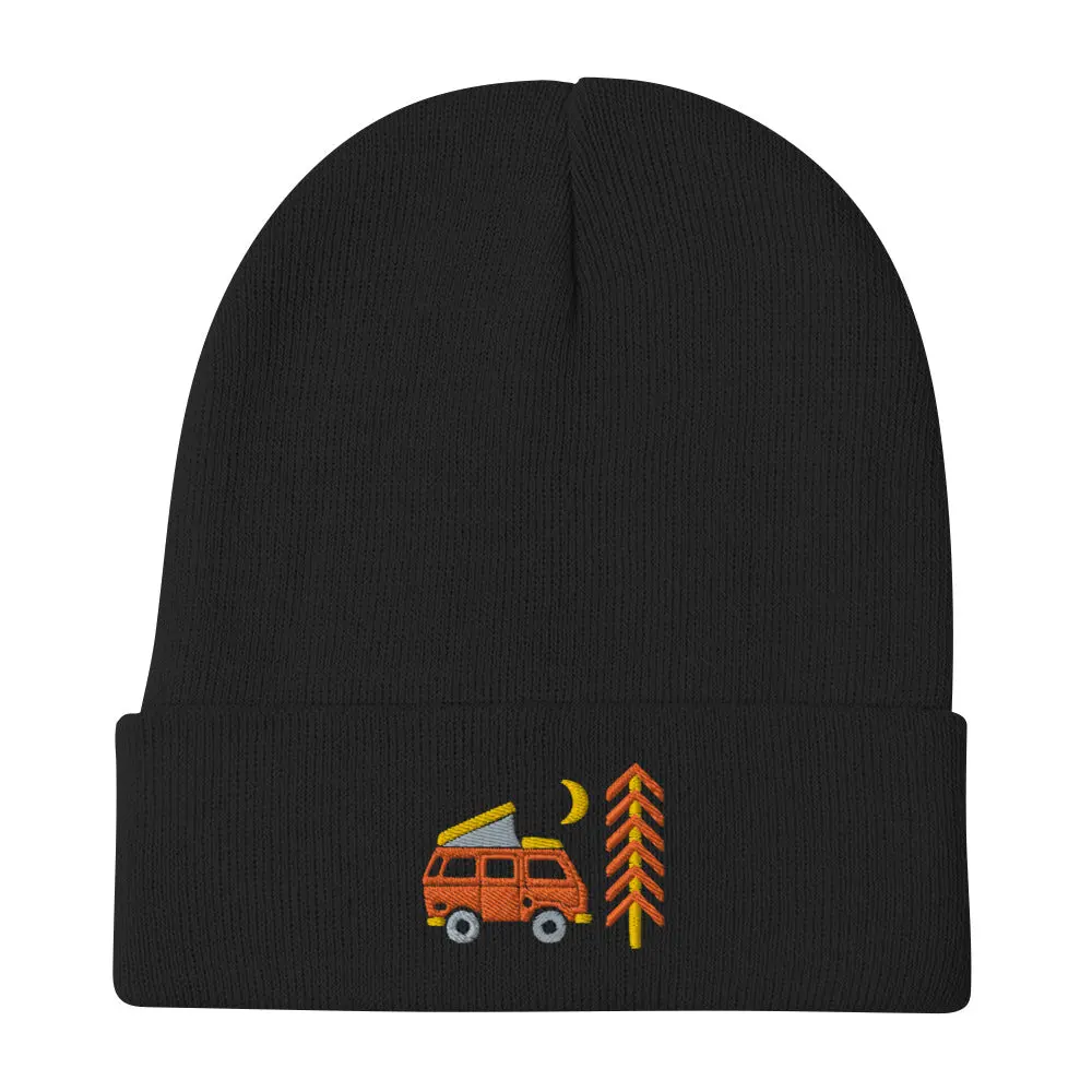 Go Outside Van & Moon Embroidered Beanie 1