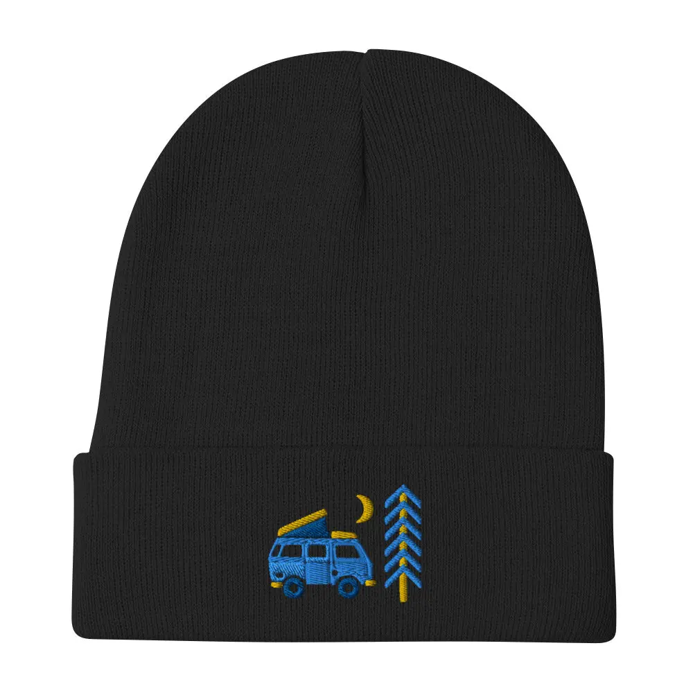 Go Outside Van & Moon Embroidered Beanie 1