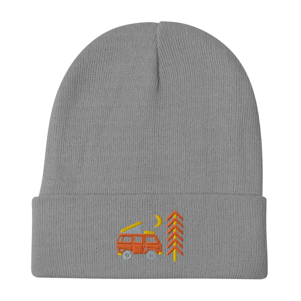 Go Outside Van & Moon Embroidered Beanie 2
