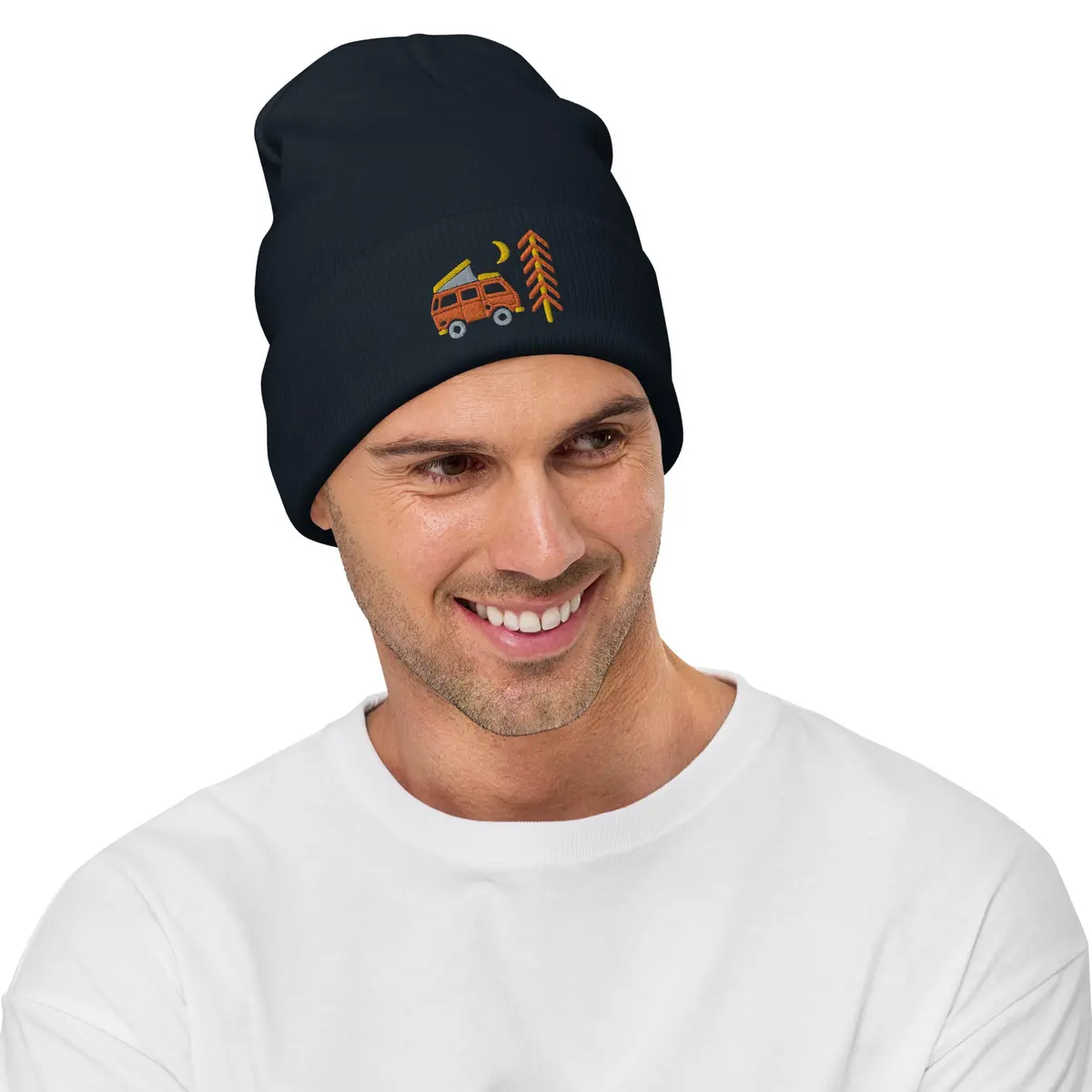 Go Outside Van & Moon Embroidered Beanie 2