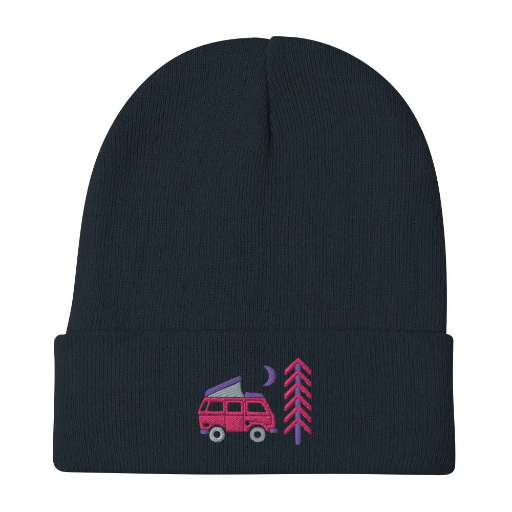 Go Outside Van & Moon Embroidered Beanie 3