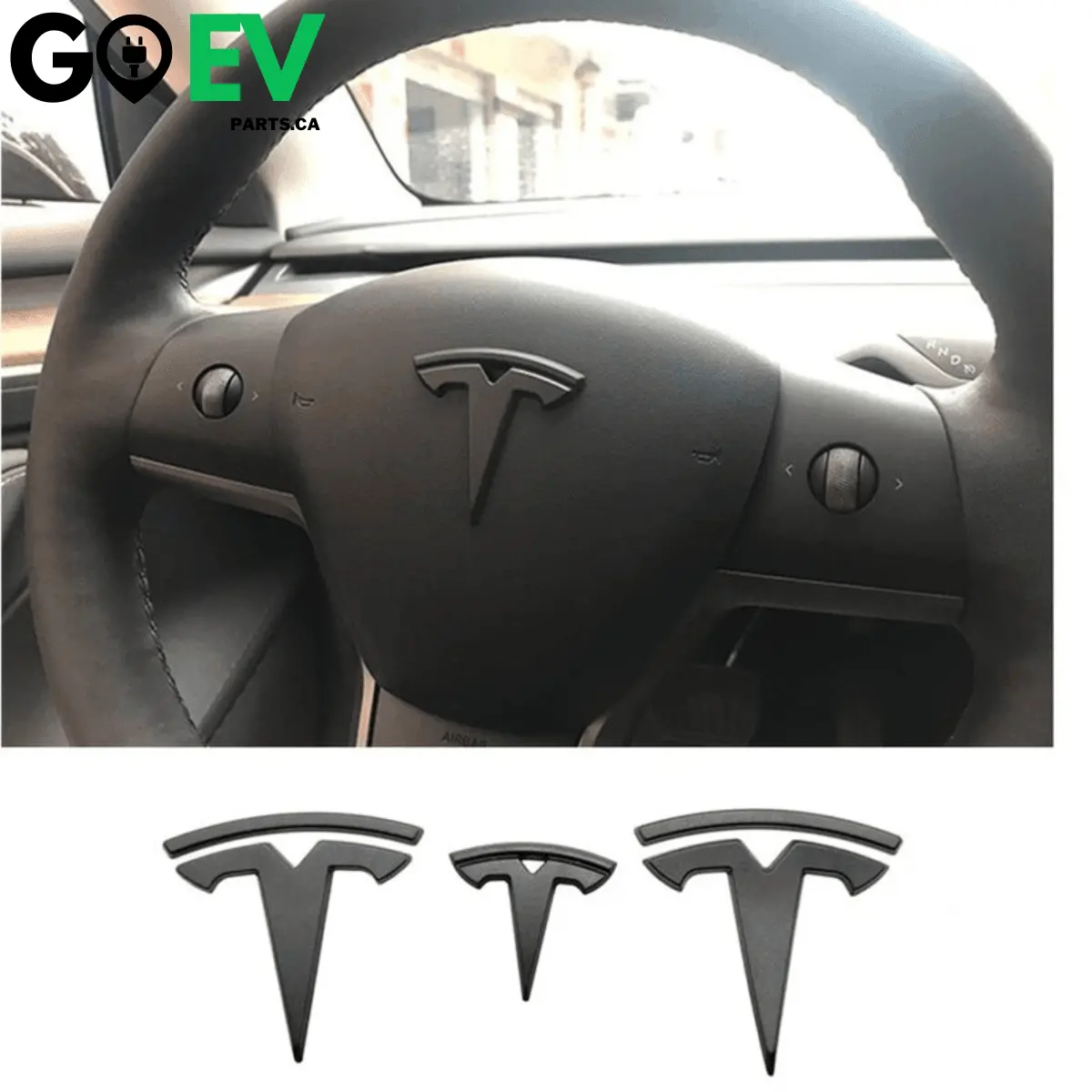 Tesla Model 3 Logo Decal Bundle (3 Pcs) – Frunk, Trunk & Steering Wheel 1