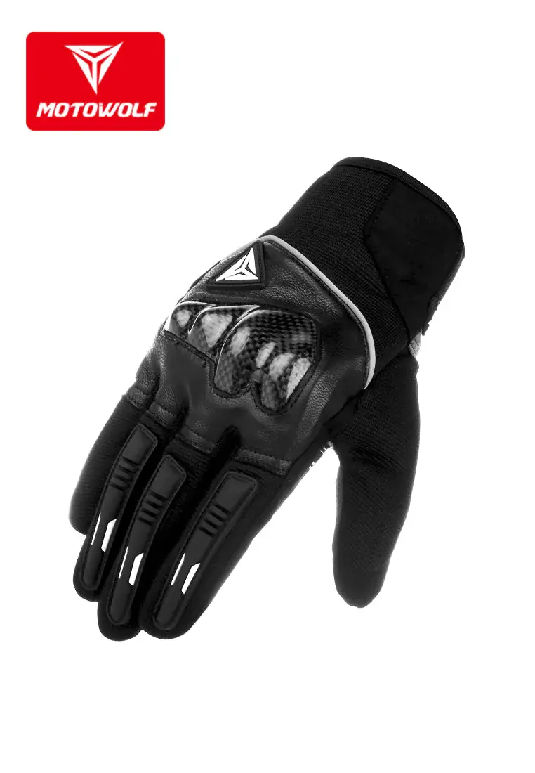 Motowolf Carbon Fiber Bike Gloves Touch Screen Seasons Leather Motor Bike Gloves Mdl-0333 1