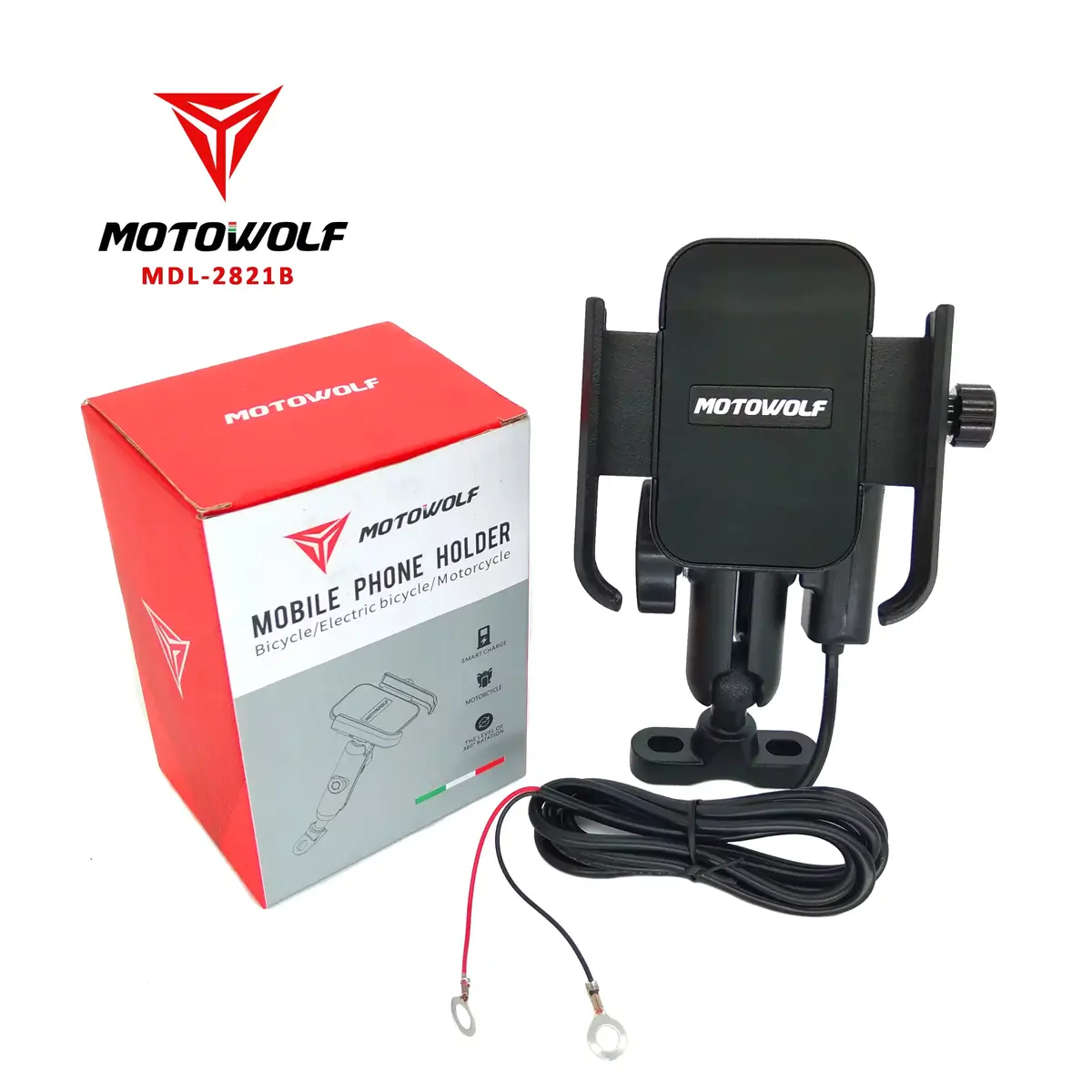 Motowolf Mdl2821b Mobile Phone Stand Holder Clamp Type With 12-24V Input Usb Charger 1