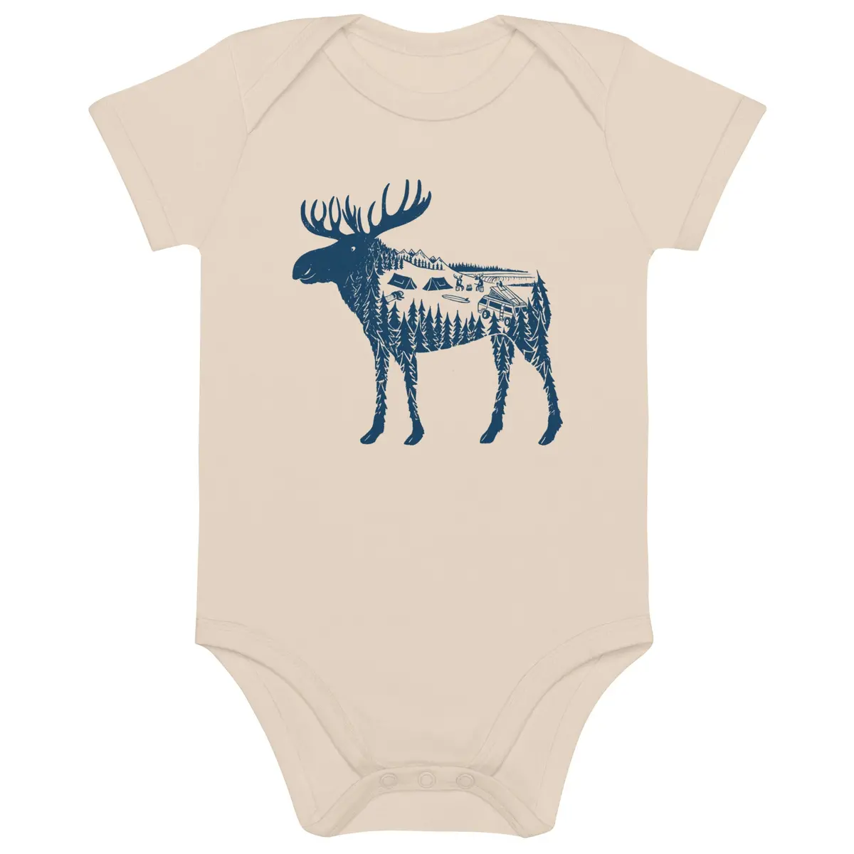 Moose Meet-Up Organic Cotton Baby Bodysuit 1