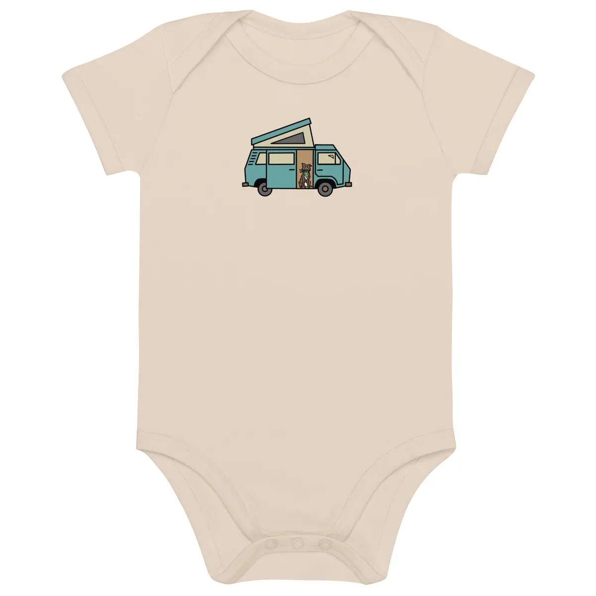 Adorable Dog-in-Van Printed Cotton Baby Bodysuit
