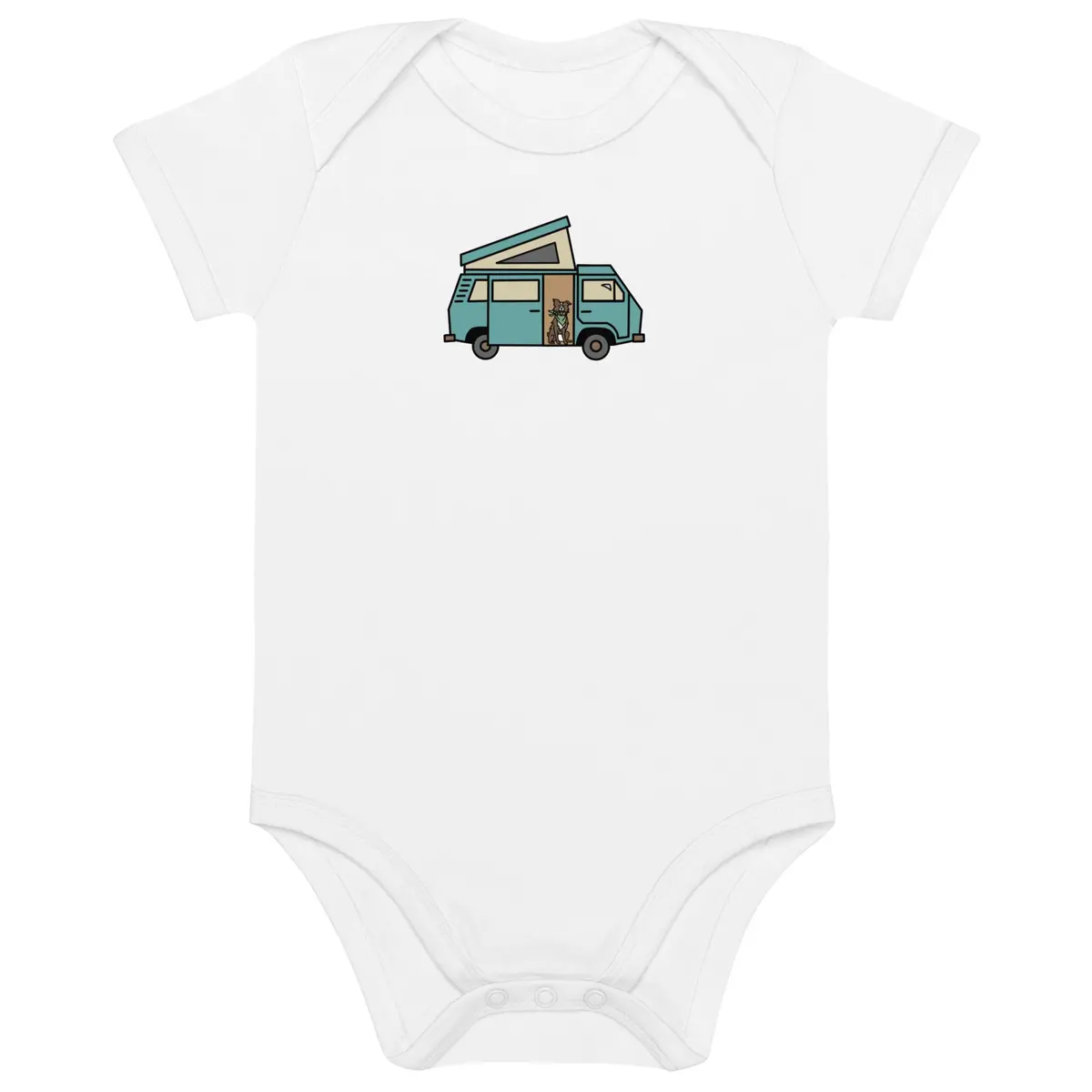 Adorable Dog-in-Van Printed Cotton Baby Bodysuit - Image 3