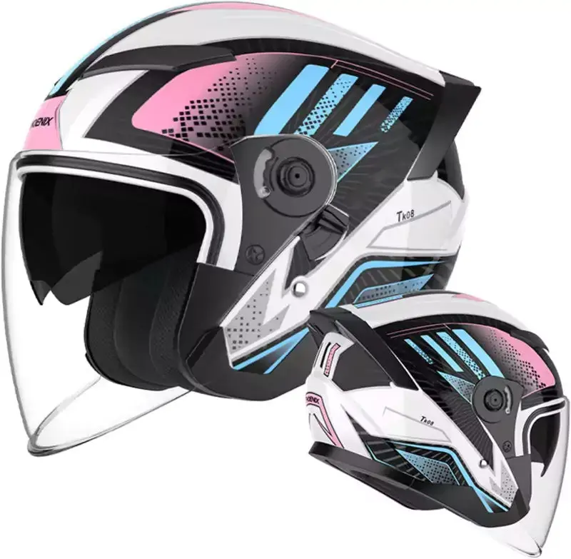 Retro Open Face Motorcycle Helmet, Adult Motorcycle Half Helmet 3/4,Dot Approved With Double Visor Summer Scooter Light Moped Atv Street Helmet Motorcycle... Tkmw-026-3 1