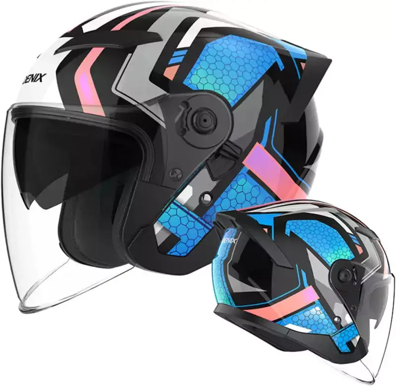 Retro Open Face Motorcycle Helmet, Adult Motorcycle Half Helmet 3/4,Dot Approved With Double Visor Summer Scooter Light Moped Atv Street Helmet Motorcycle... Tkmw-026-4 3/4 Helmet 1
