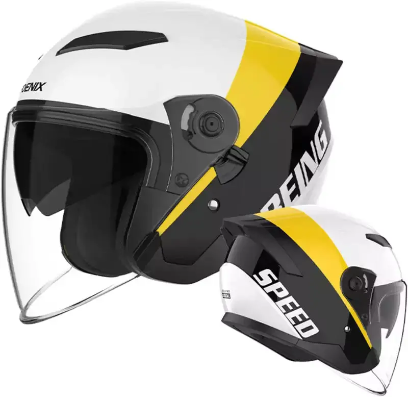 Retro Open Face Motorcycle Helmet,Adult Motorcycle Half Helmet 3/4,Dot Approved With Double Visor Summer Scooter Light Moped Atv Street Helmet Motorcycle. 1