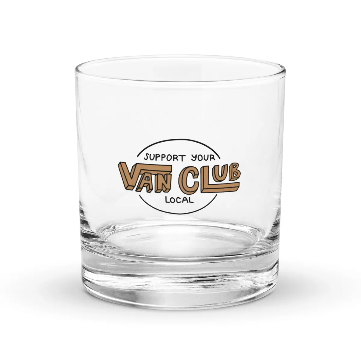 Support Your Local Van Club Brown Rocks Glass 1