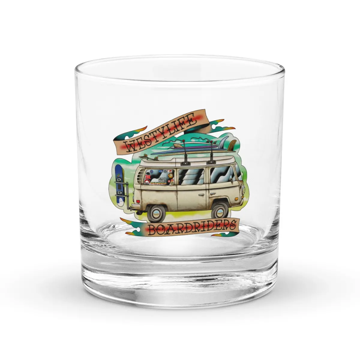 Westy Life Boardriders Rocks Glass 1