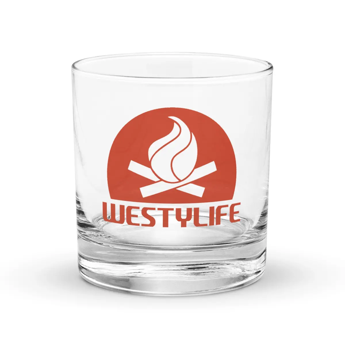 Westy Life Camp Fire Icon Rocks Glass 1