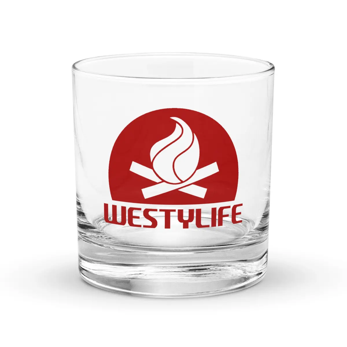 Westy Life Camp Fire Icon Rocks Glass 1