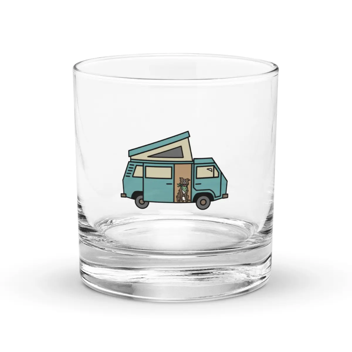 Dog In Van Rocks Glass 1