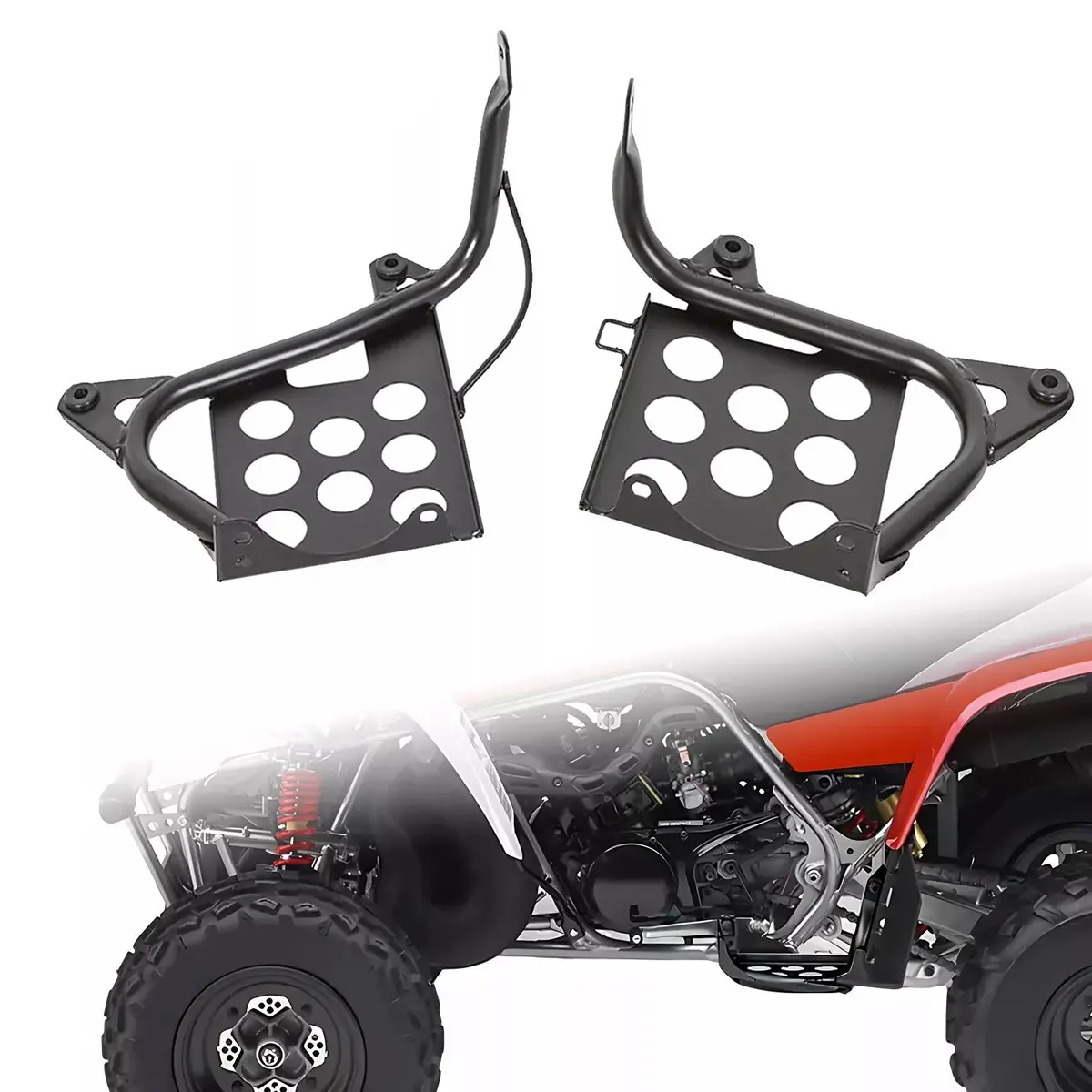 Yamaha Banshee 350 Yfz350 1987-2006 Nerf Bars Heel Guards Footrest Stand (Black) 1
