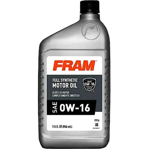 Fram Full Synthetic 0W-16 Motor Oil: 1 Quart #F916 1