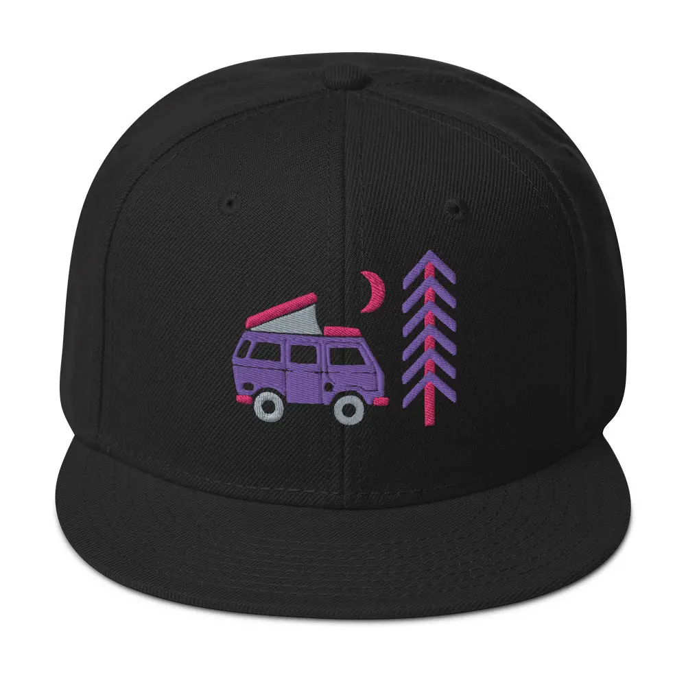 Go Outside Van & Moon Snapback Hat 1