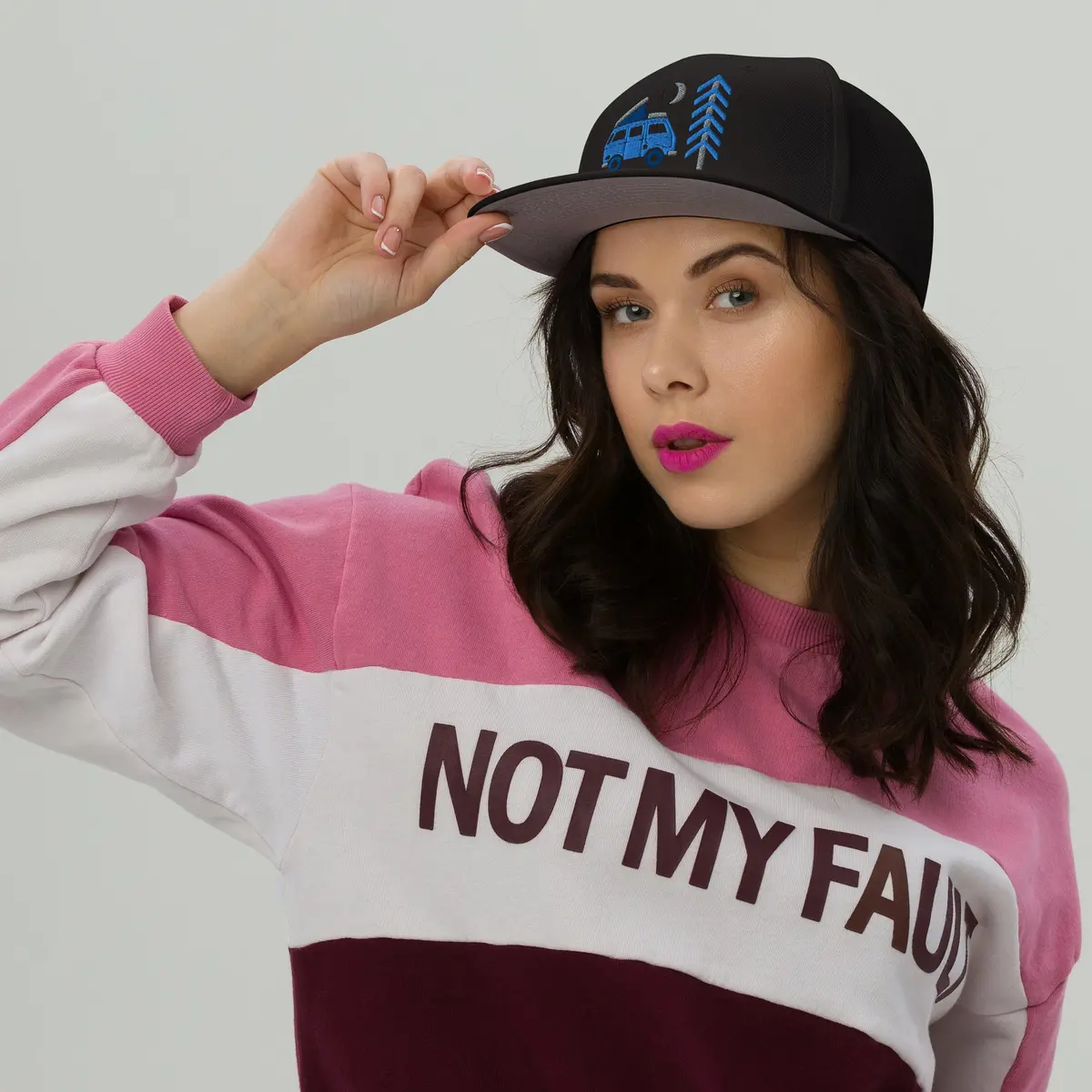 Go Outside Van & Moon Snapback Hat 6