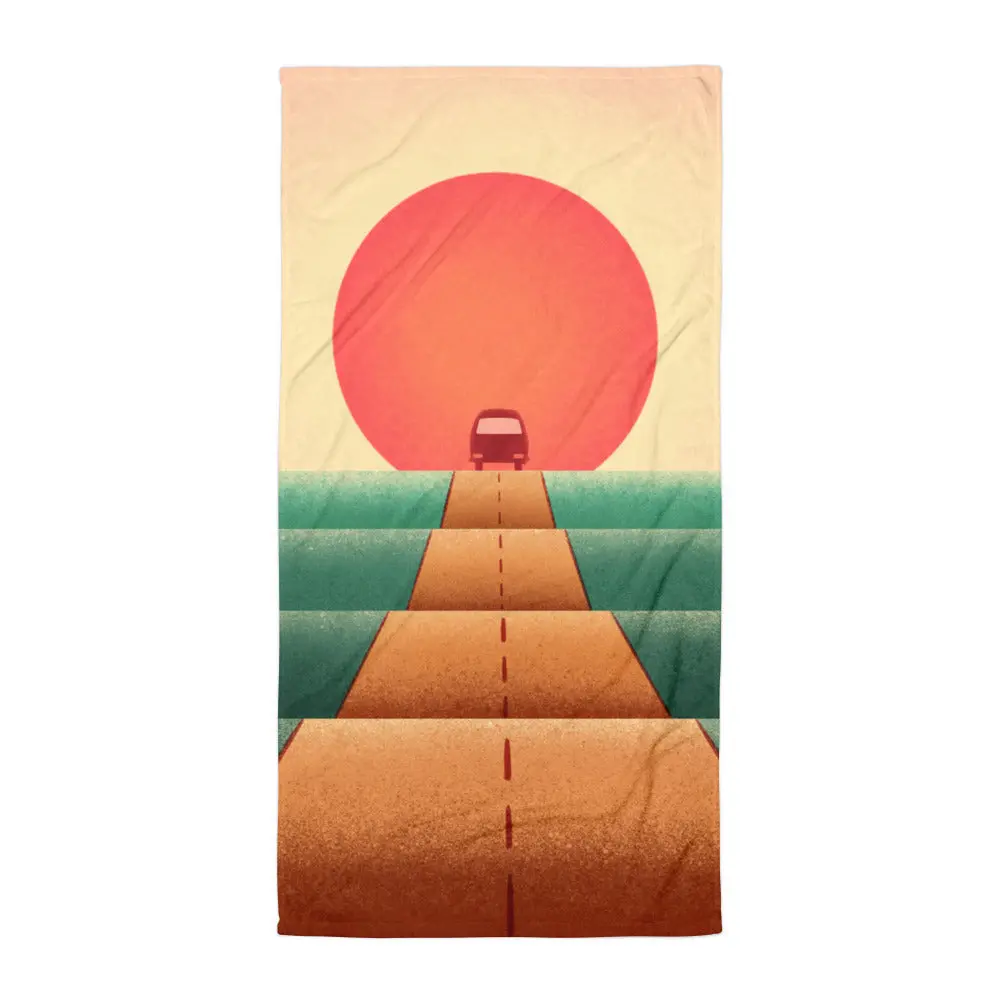 Sunset Road Beach Towel 1