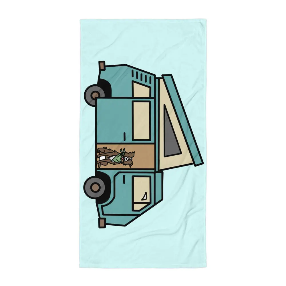 Dog In Van Beach Towel 1