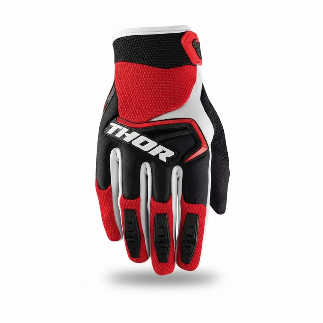 Thor Spectrum Short Cuff Gloves – Black/Red/White, Small | Durable Off-Road & Motocross Riding Gloves Kuwait 1
