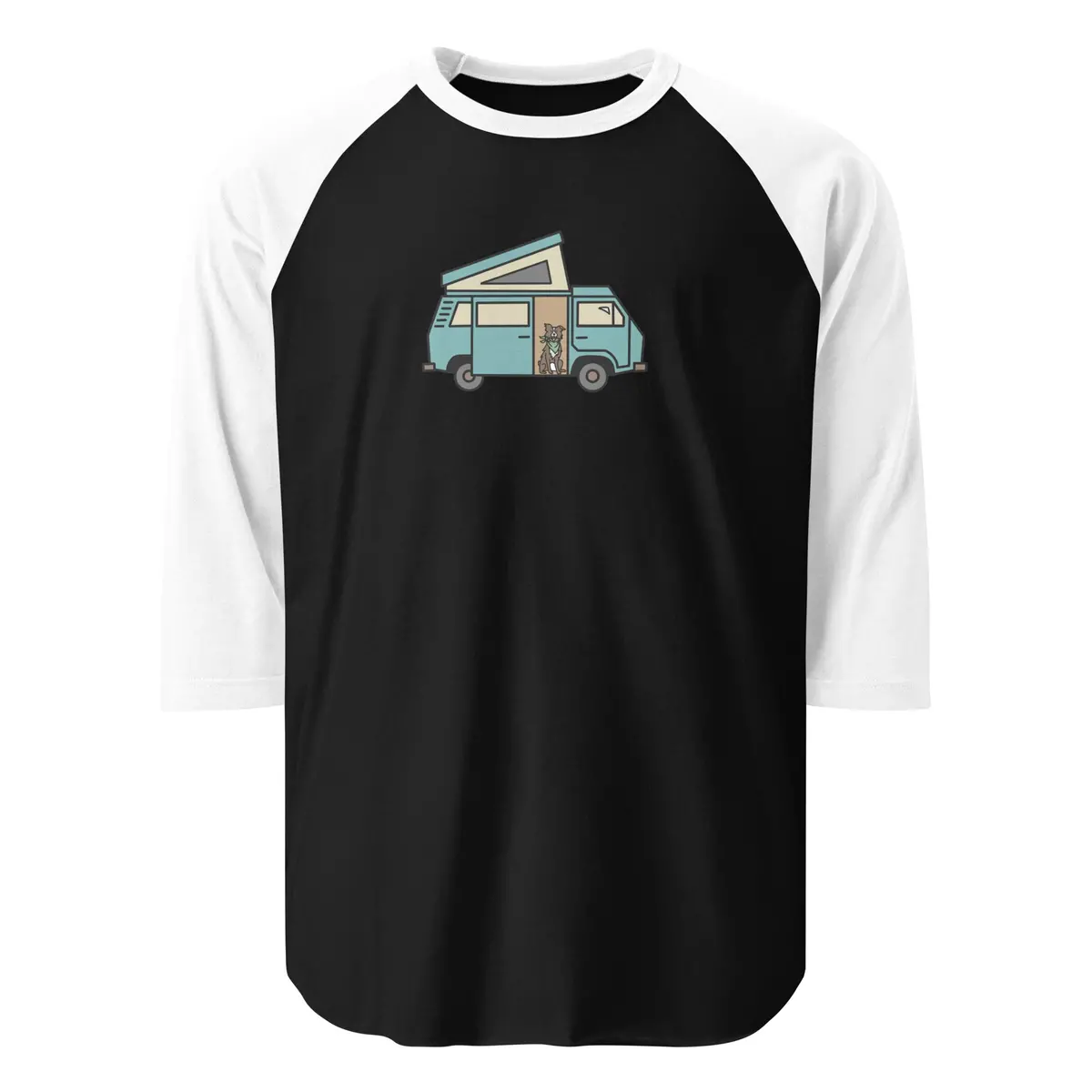 Dog In Van Raglan Baseball T-Shirt 2