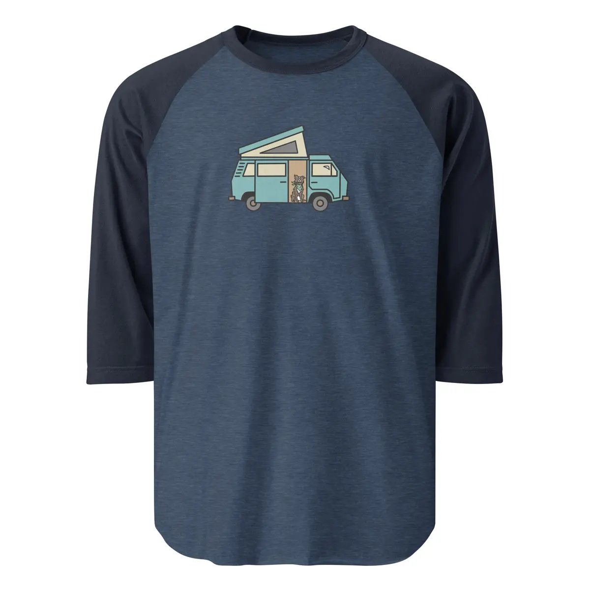 Dog In Van Raglan Baseball T-Shirt 7
