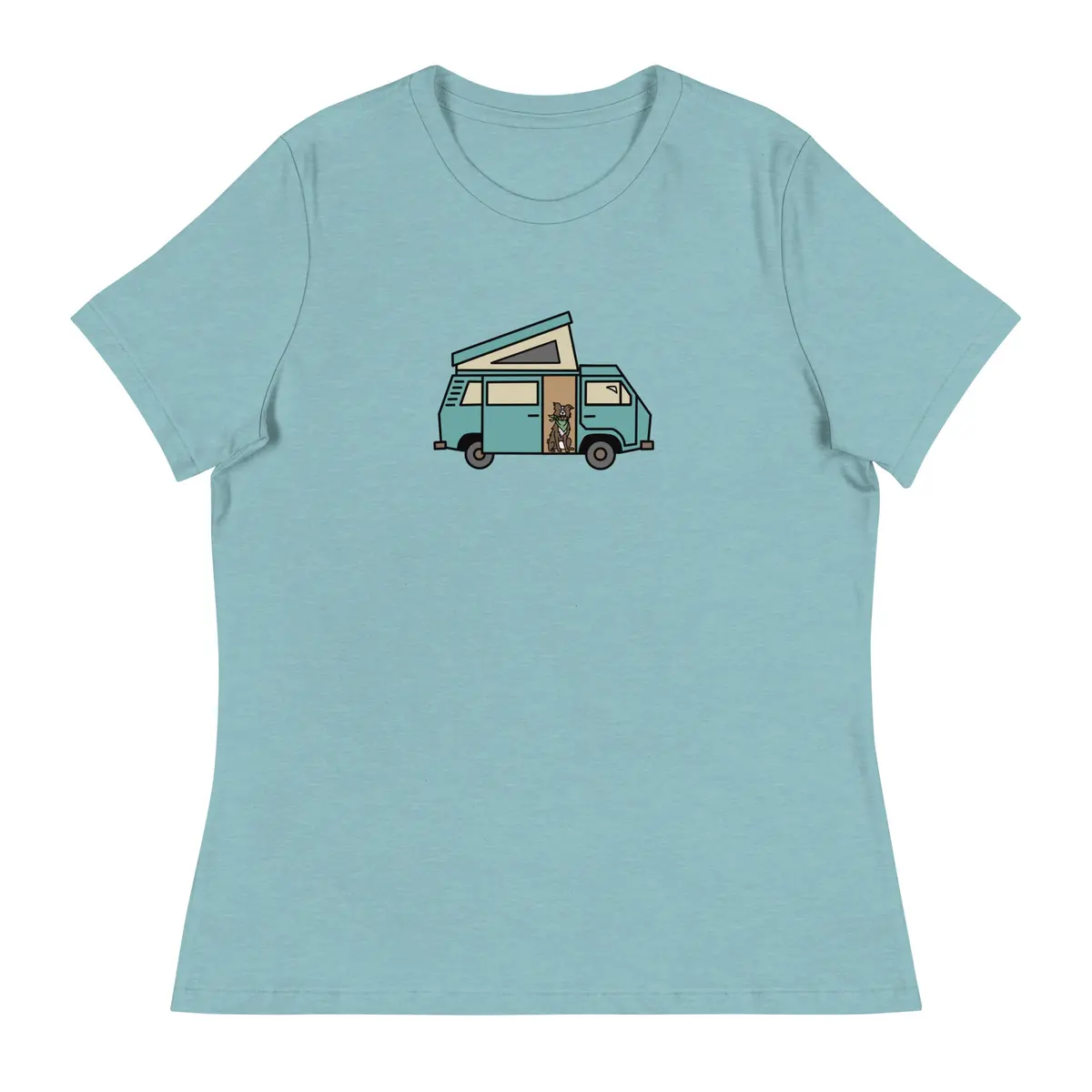 Relaxed-Fit Women's T-Shirt Featuring Dog in Van Design