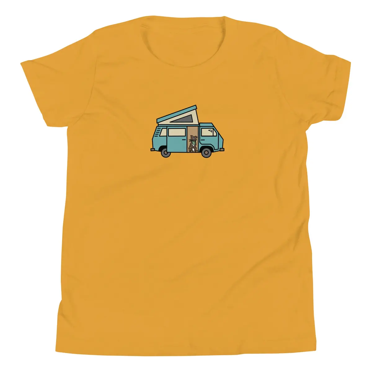 Playful Dog in Van Graphic Tee for Youngsters