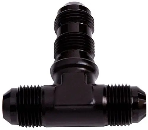 An6 Bulkhead Tee Fitting – Black Anodized Aluminum 1