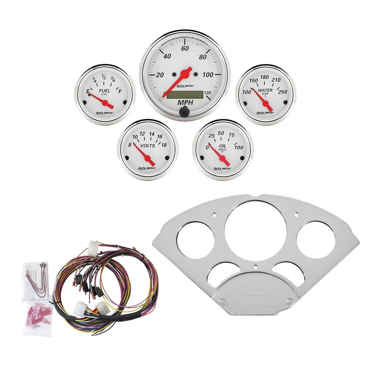 Autometer 7033-Aw Arctic White Analog Instrument Cluster – 5-Gauge Layout 1